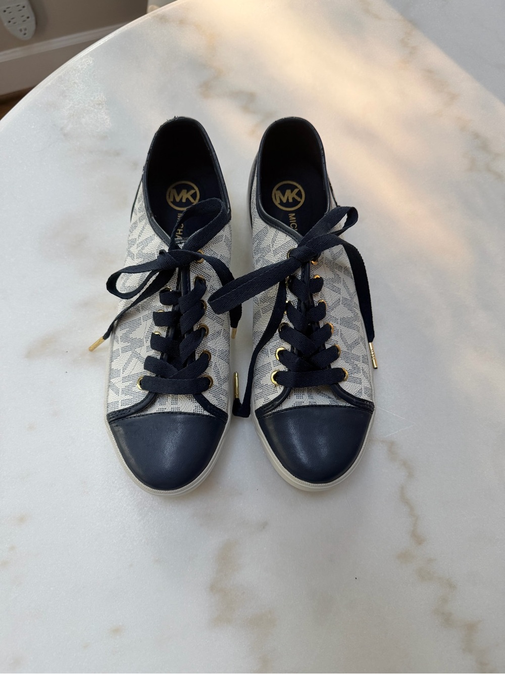 MICHAEL Michael Kors Navy and Light Gray Logo Lace-Up Sneakers - never worn!
